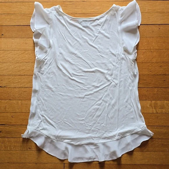 Simply Styled, Off-White, Ruffled Cap Sleeve, Scoop Neckline, Off-White Top, S - Picture 6 of 8